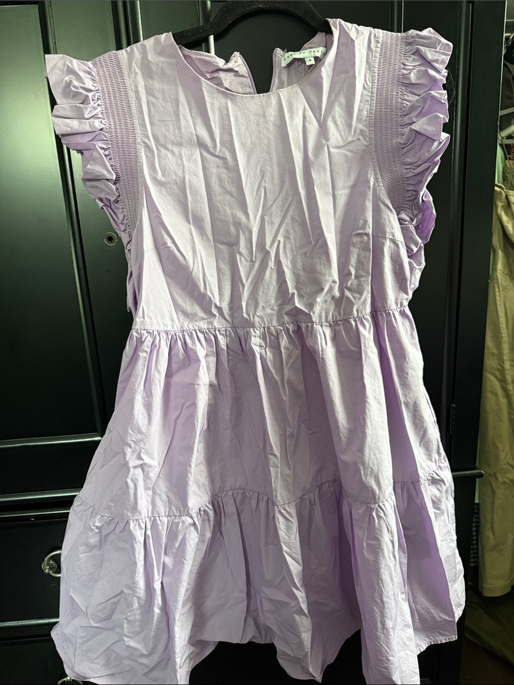 English Factory Light Lavender Ruffle Sleeve Tiered Mini Dress